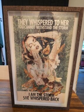 Framed 'I Am The Storm' Inspirational Wall Art - Green & Brown